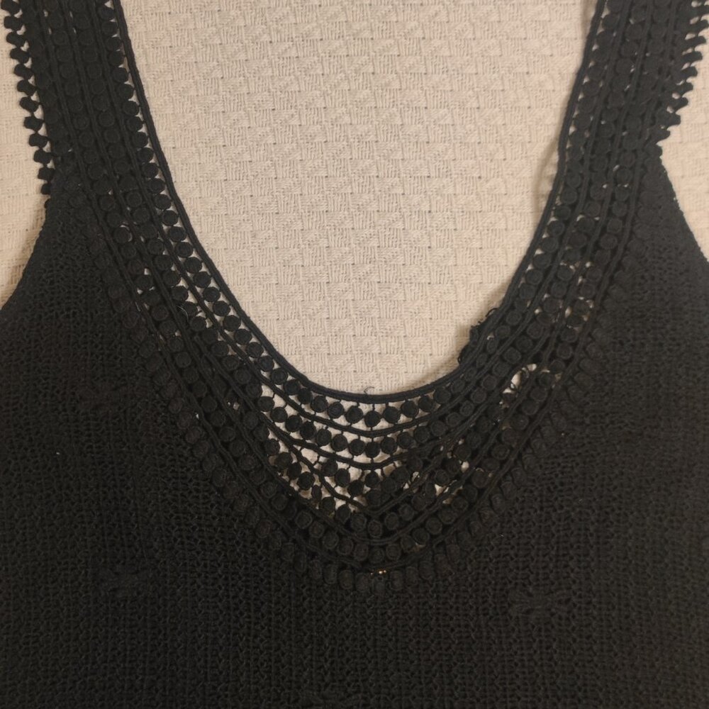 FREE PEOPLE Jumpsuite DARK NIGHT EMBELLISHED LACE-UP BACK TUNIC short BLACK L - Picture 3 of 9
